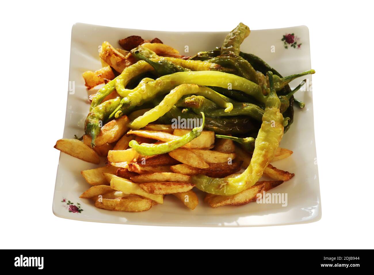 French fries and peppers. Food background Stock Photo Alamy
