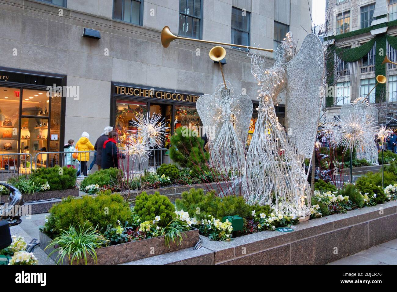 Herald Angel Figures at Rockefeller Center during the holiday season, NYC, USA  2020 Stock Photo