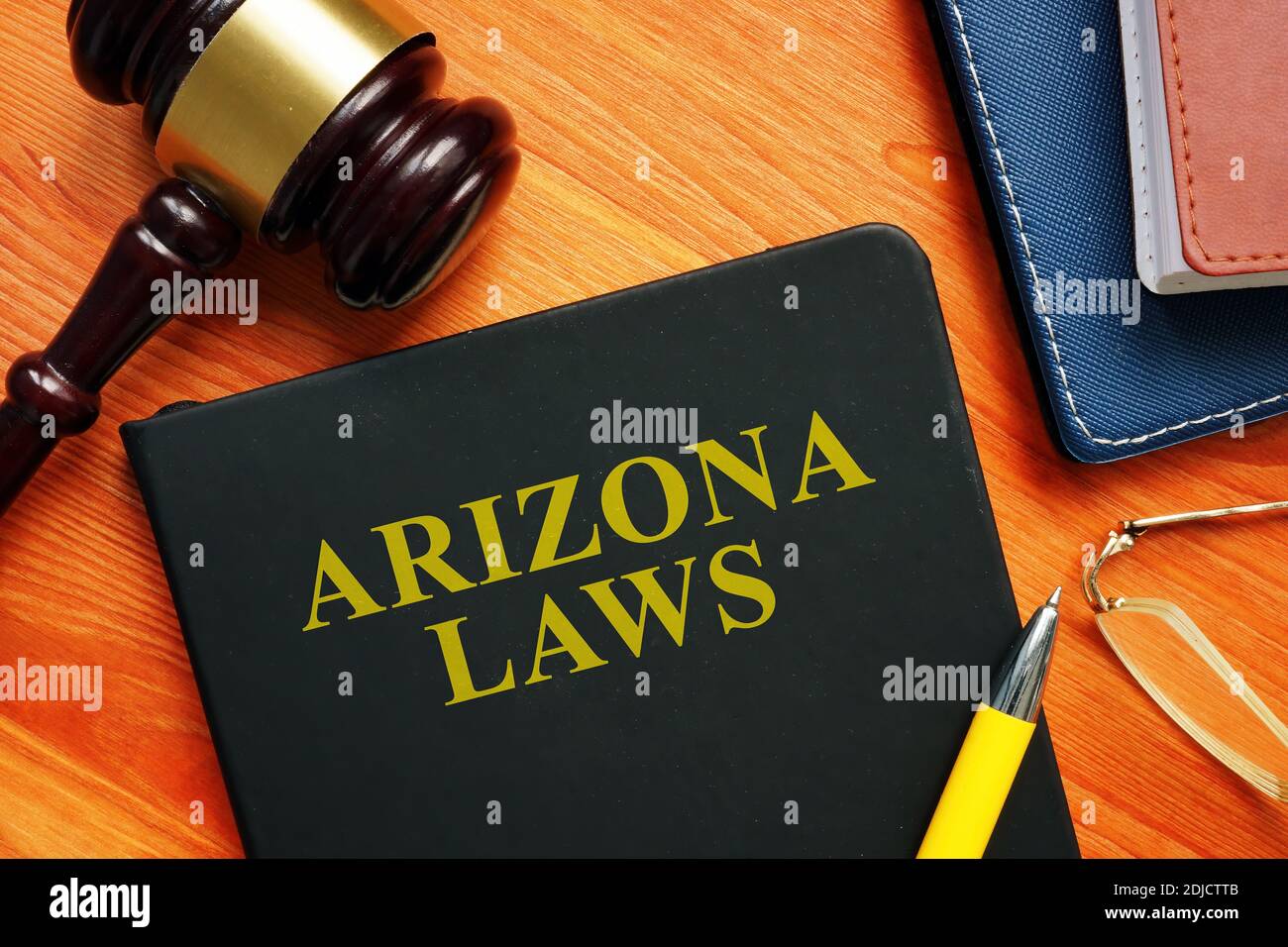 The Arizona law with gavel and papers. Stock Photo