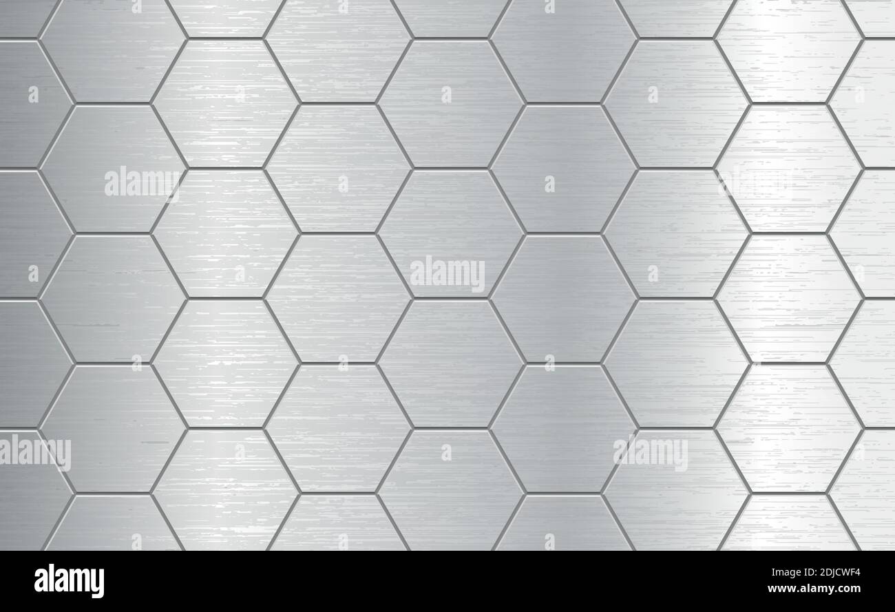 Abstract metallic background pattern with hexagons texture - Vector illustration Stock Vector