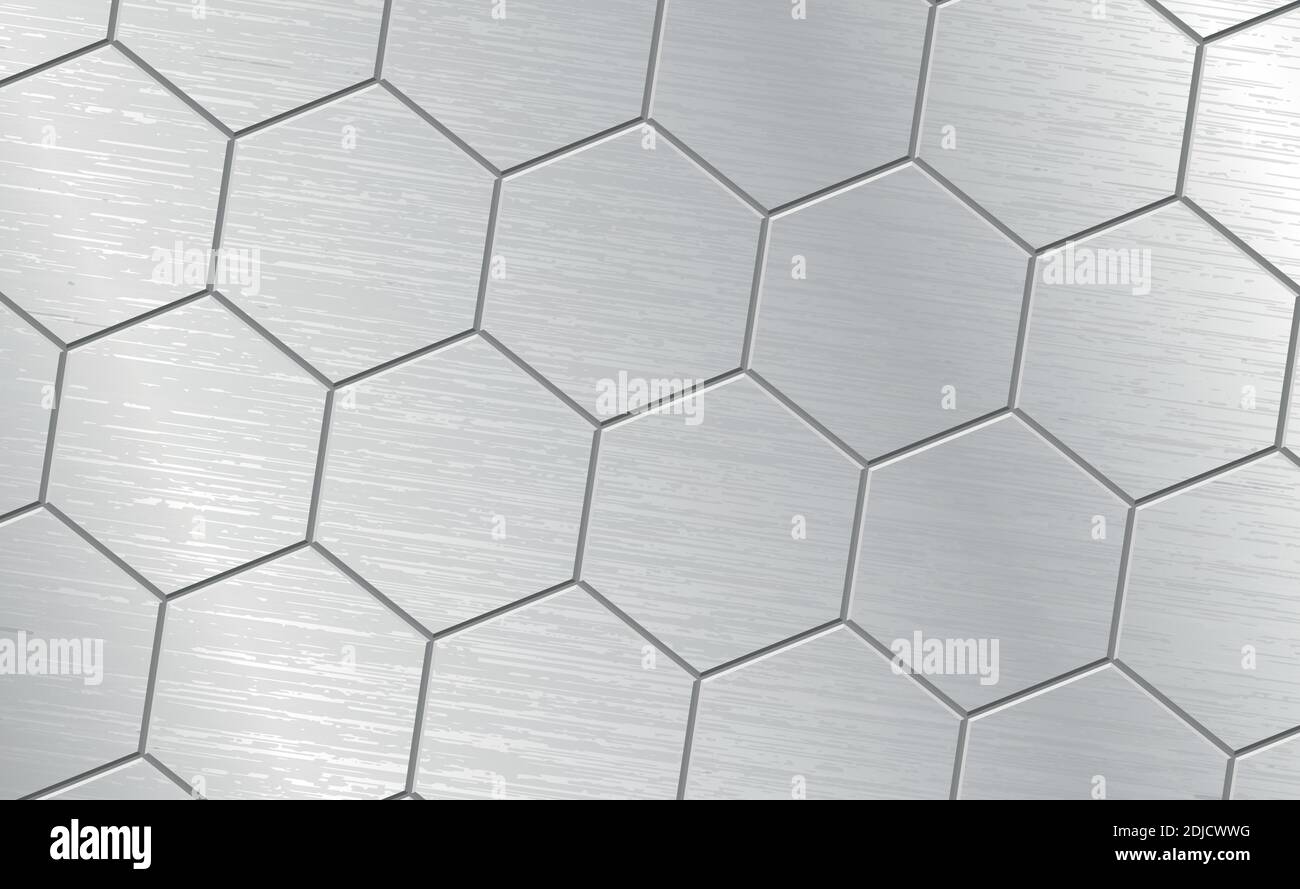 Abstract metallic background pattern with hexagons texture - Vector illustration Stock Vector