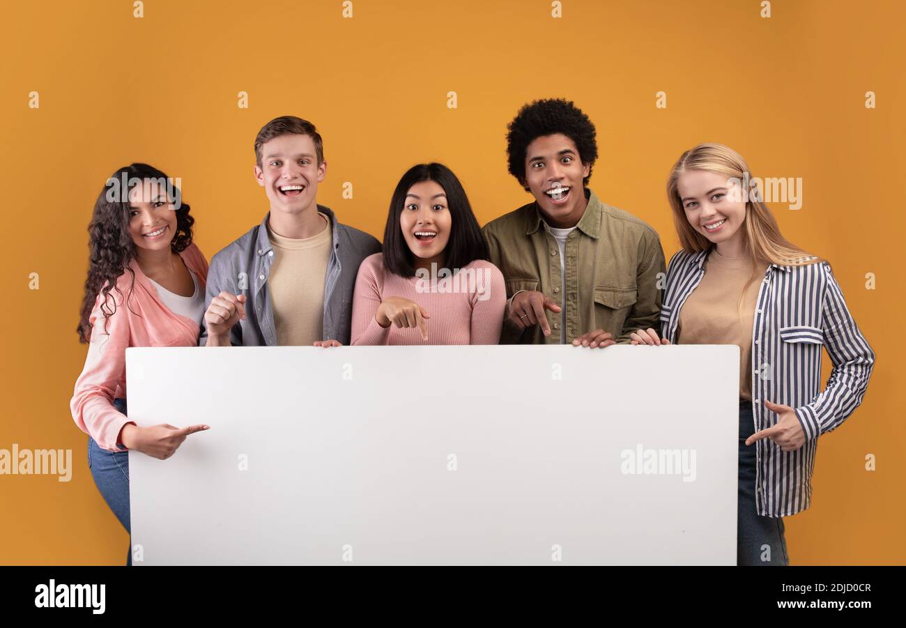Group of friends laughing, sharing good and positive mood Stock Photo