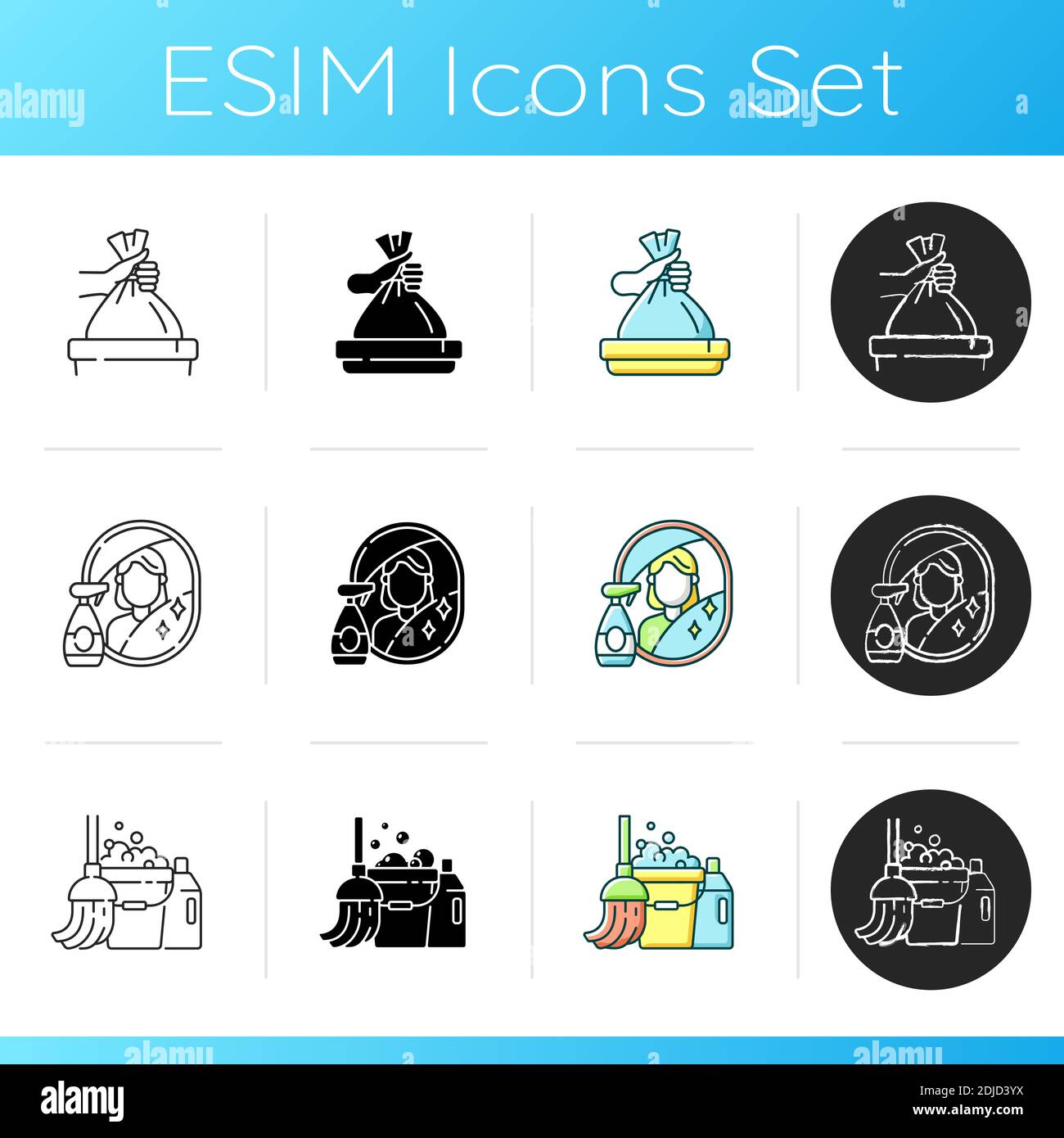 Housekeeping chores icons set Stock Vector