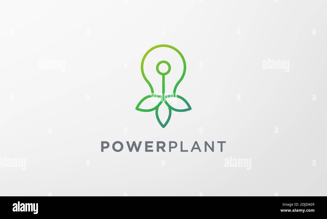 simple green plant light bulb logo in modern style Stock Vector