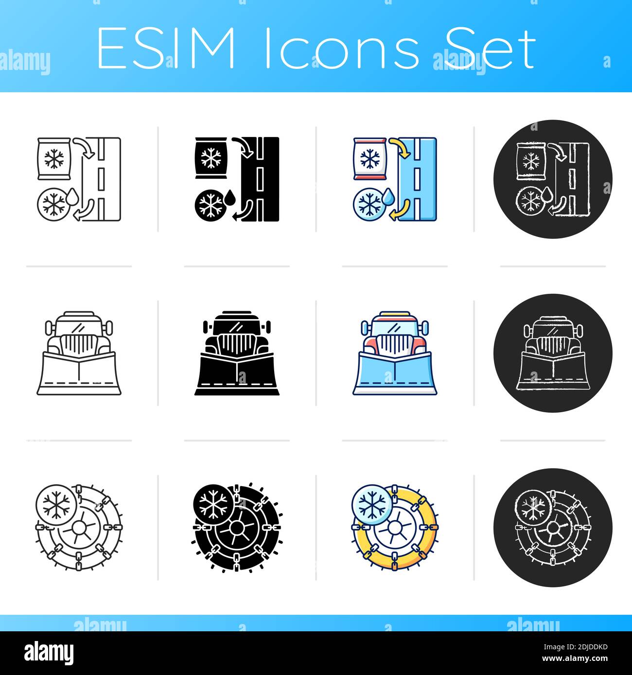Winter city services icons set Stock Vector