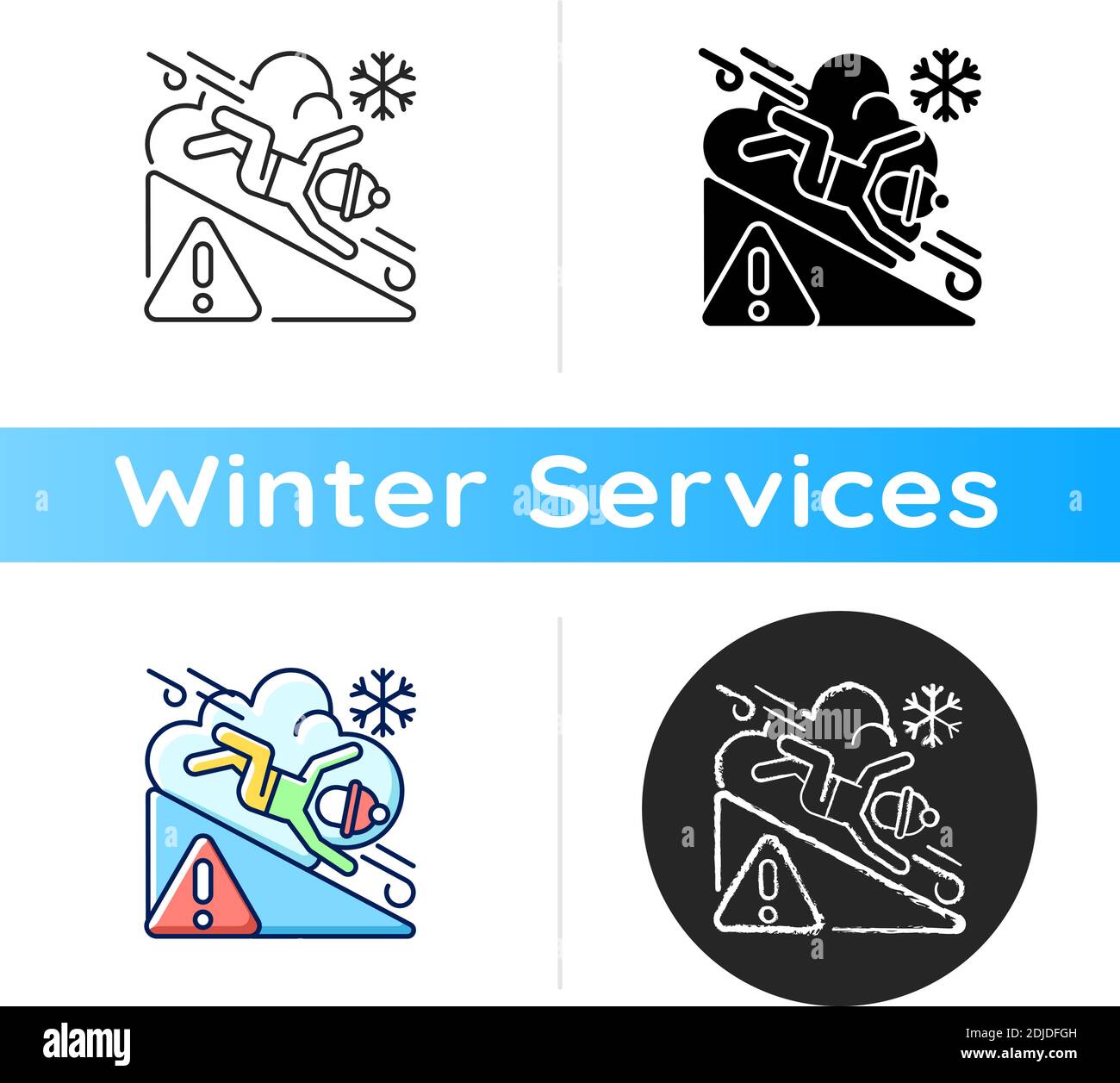 Avalanche warning sign icon Stock Vector