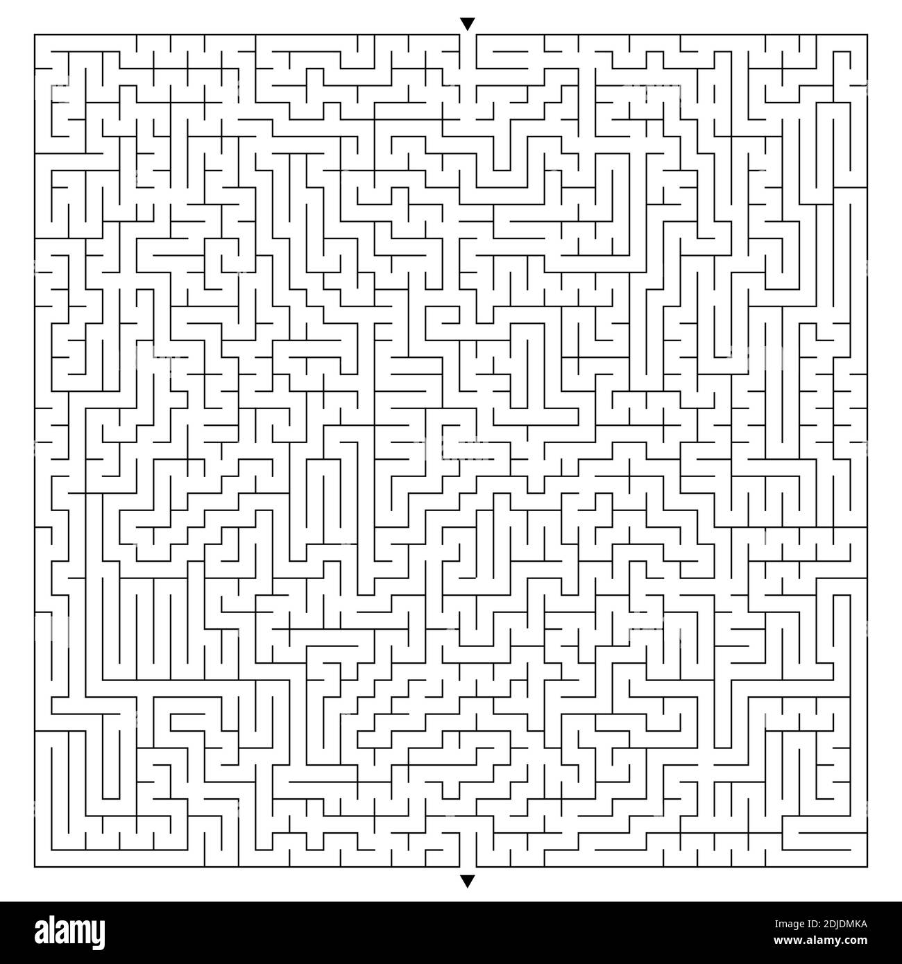 Abstract complex square maze with entrance and exit. An interesting game for children and adults. A mysterious puzzle. Vector illustration isolated on Stock Vector