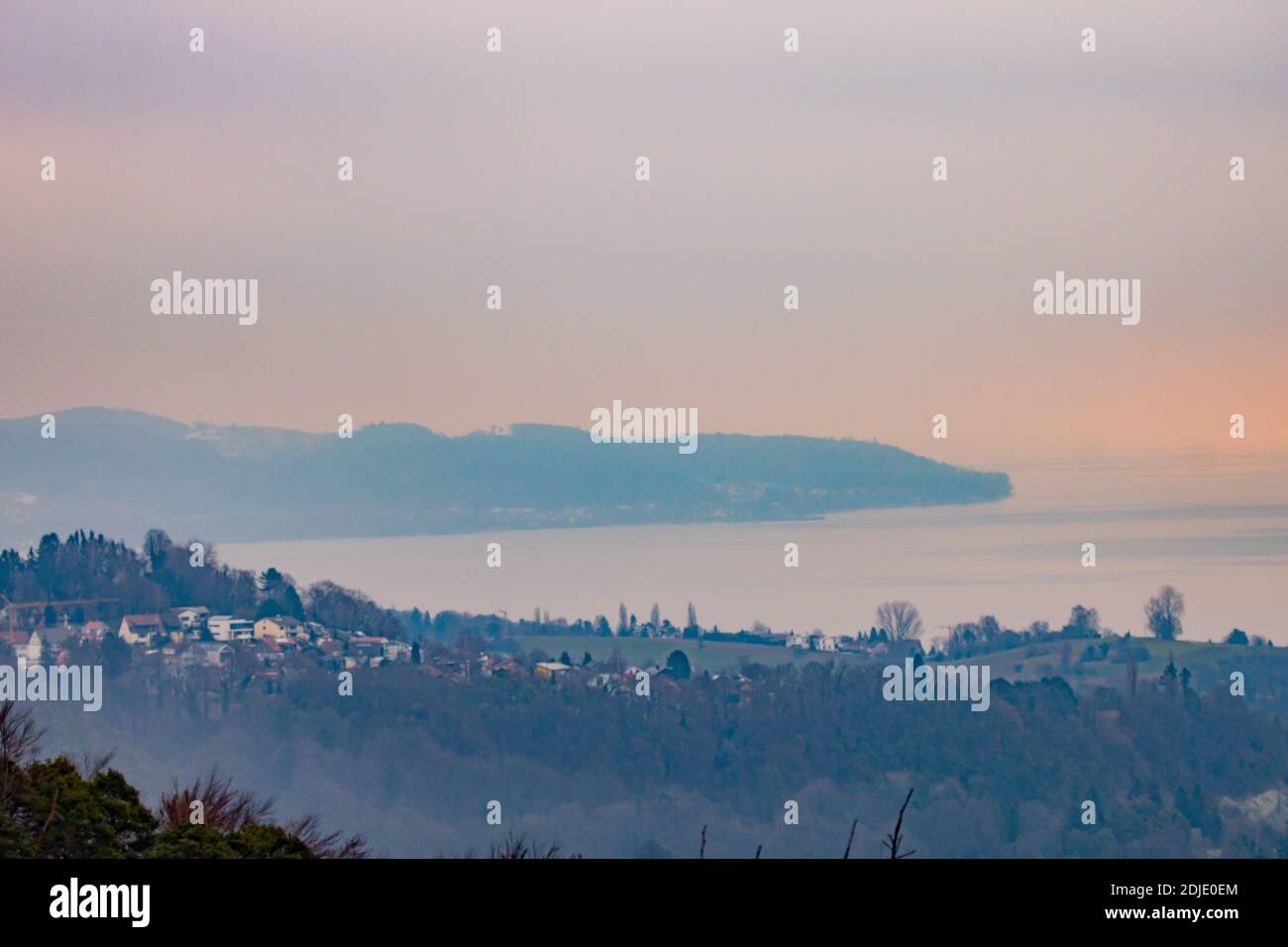 Panoramic View Of Sea Against Sky During Sunset Stock Photo