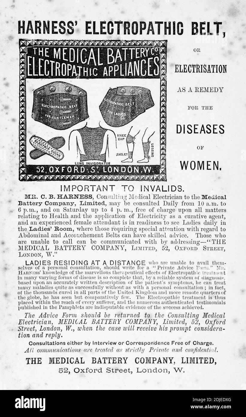 1886 print advert promoting benefits of electrocution as a medical