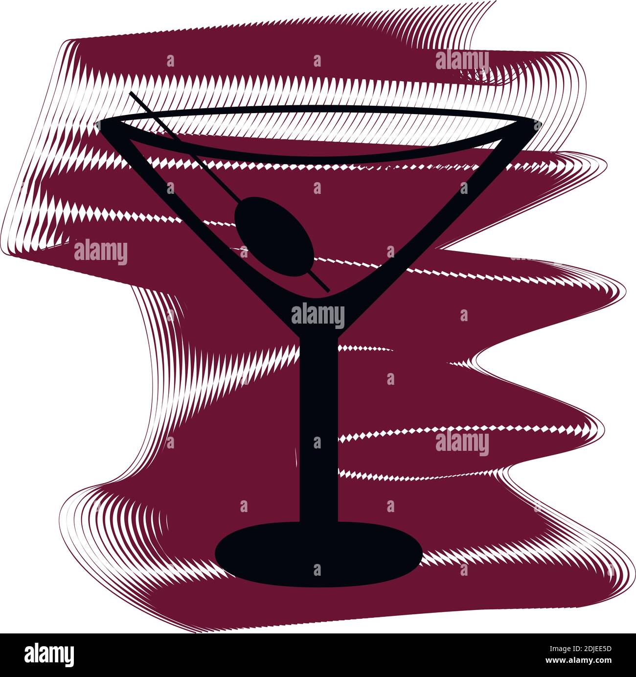 Martini glass icon of a set. Icon on vinous ripples isolated on white