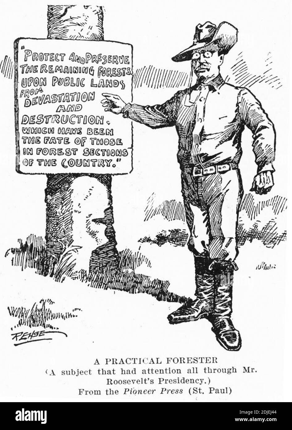 1908 editorial cartoon of President Theodore Roosevelt Stock Photo