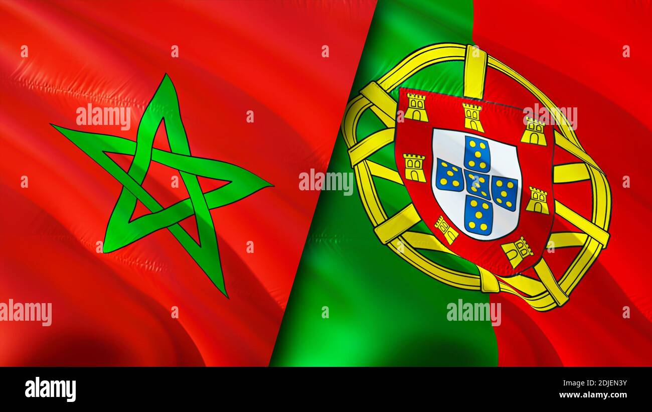 Morocco And Portugal Flags 3d Waving Flag Design Morocco Portugal Flag Picture Wallpaper Morocco Vs Portugal Image 3d Rendering Morocco Portugal Stock Photo Alamy