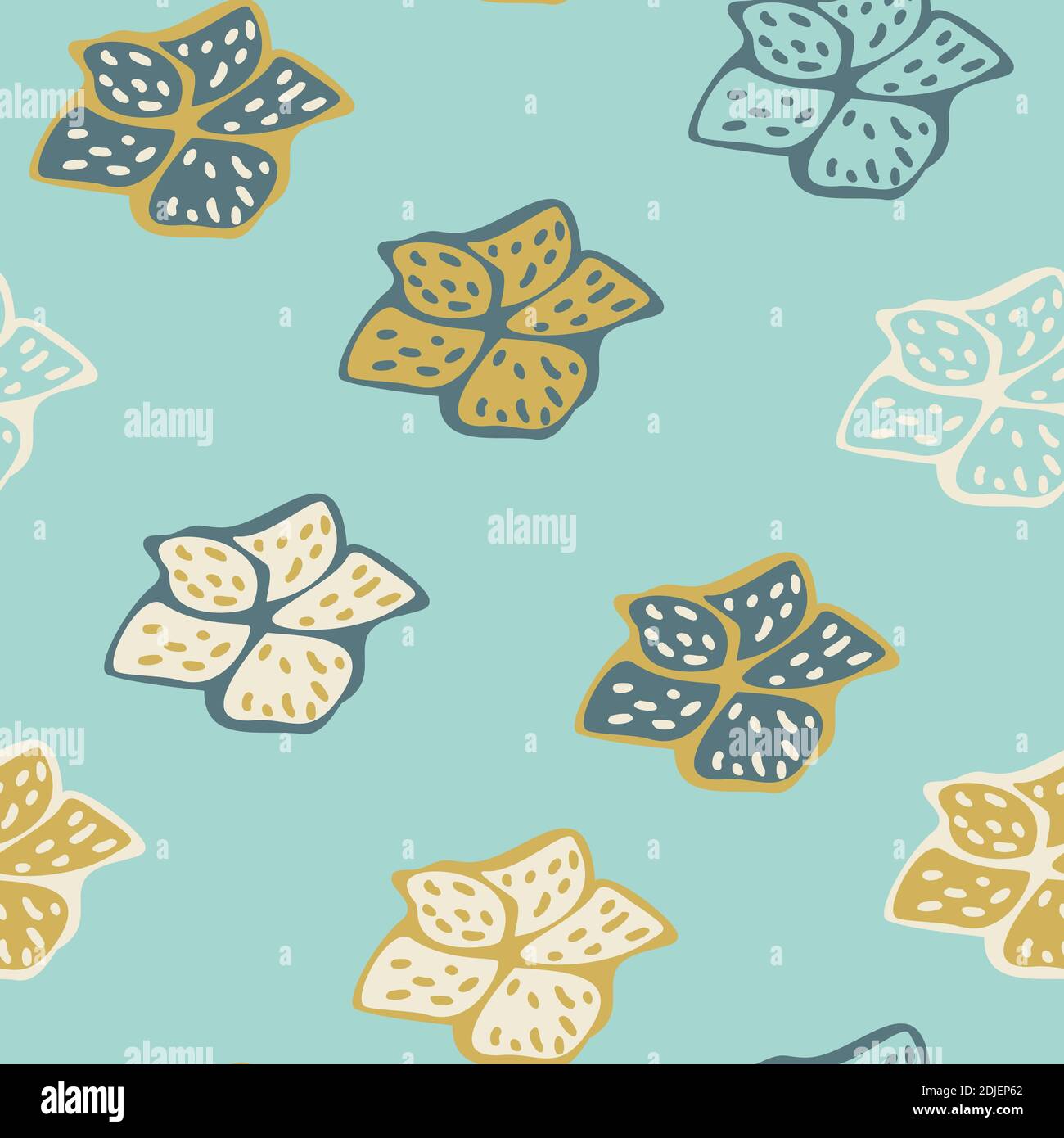 Vector seamless pattern with abstract flowers on a light blue ...