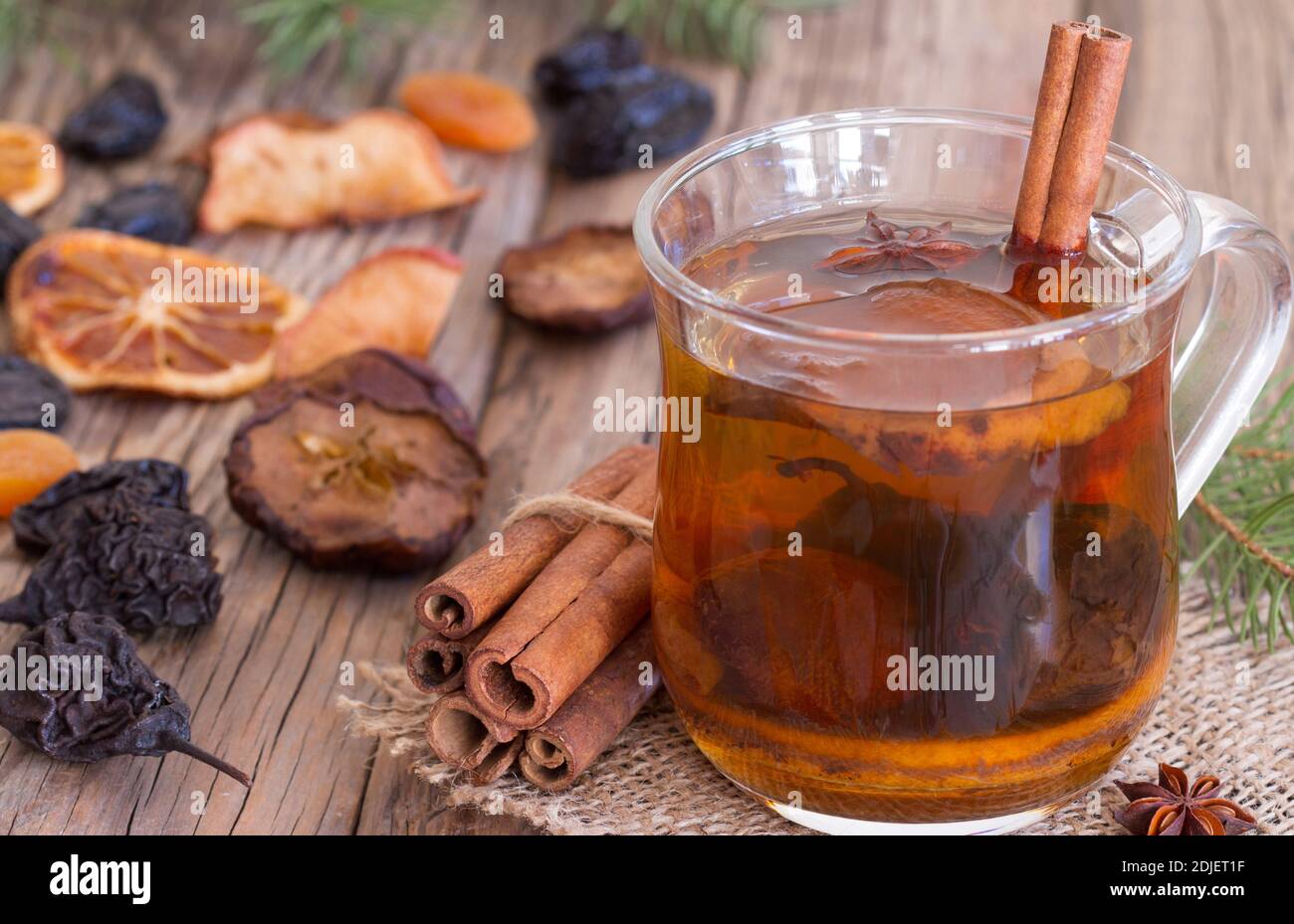 Traditional compote of dried fruits and spices for Christmas Stock Photo