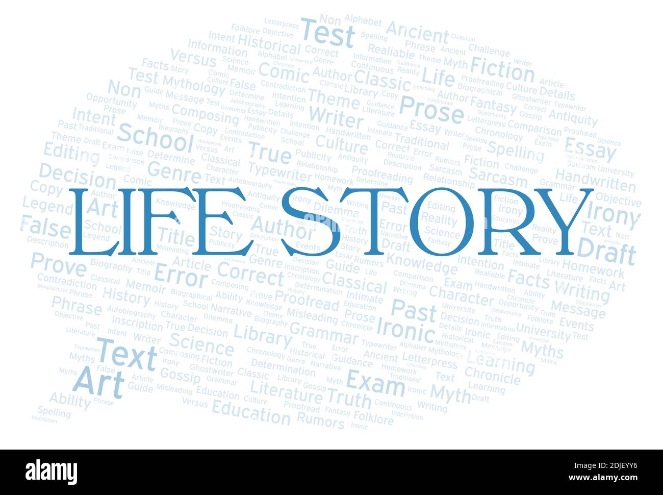 Life Story typography word cloud create with text only Stock Photo