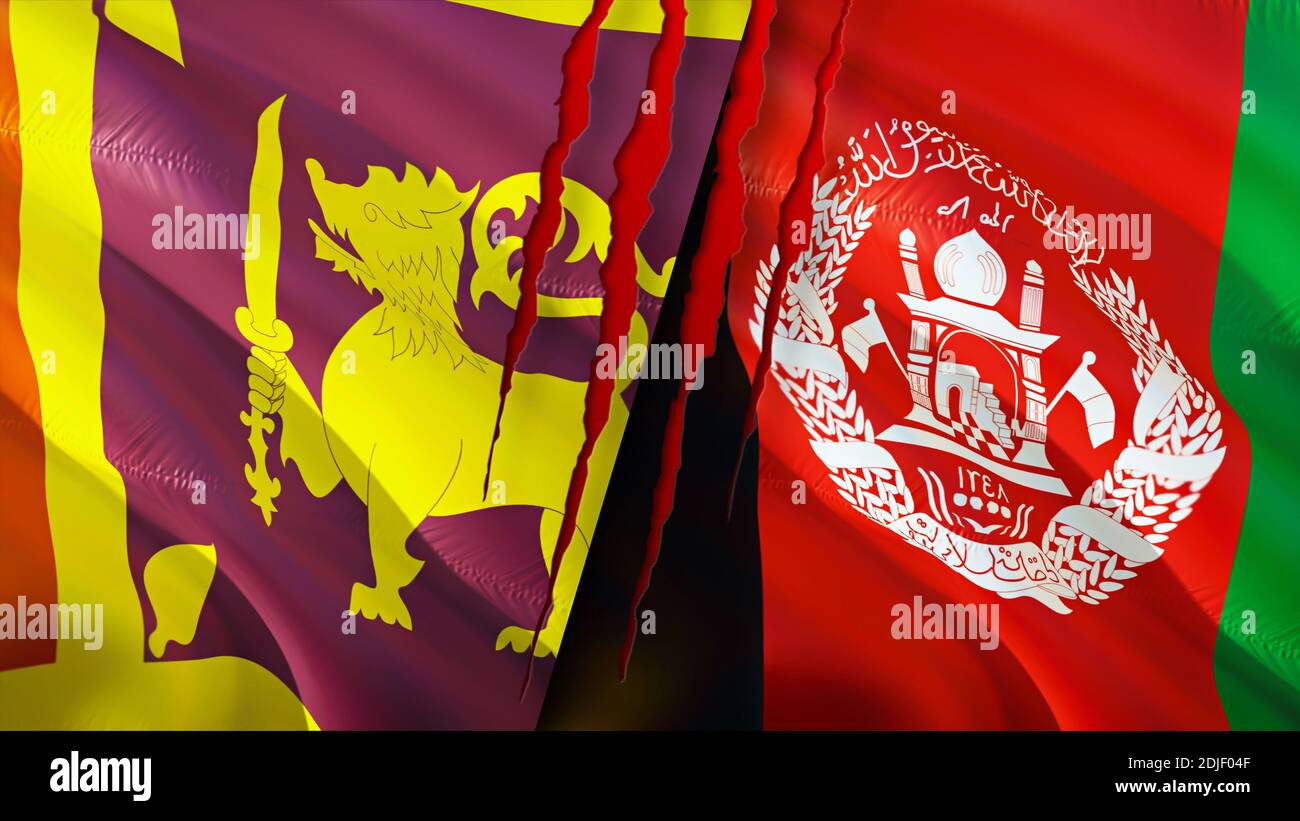 Sri Lanka and Afghanistan flags with scar concept. Waving flag,3D ...