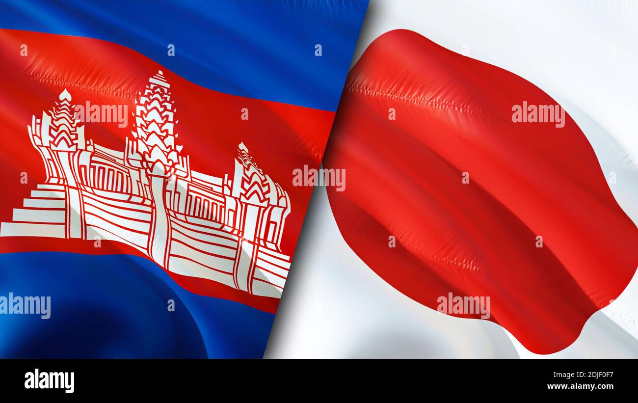 Cambodia And Japan Flags 3d Waving Flag Design Cambodia Japan Flag Picture Wallpaper Cambodia Vs Japan Image 3d Rendering Cambodia Japan Relatio Stock Photo Alamy