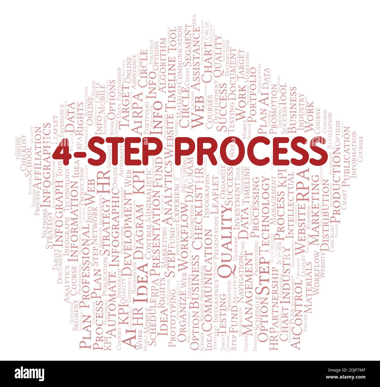 4-Step Process typography word cloud create with text only. Stock Photo