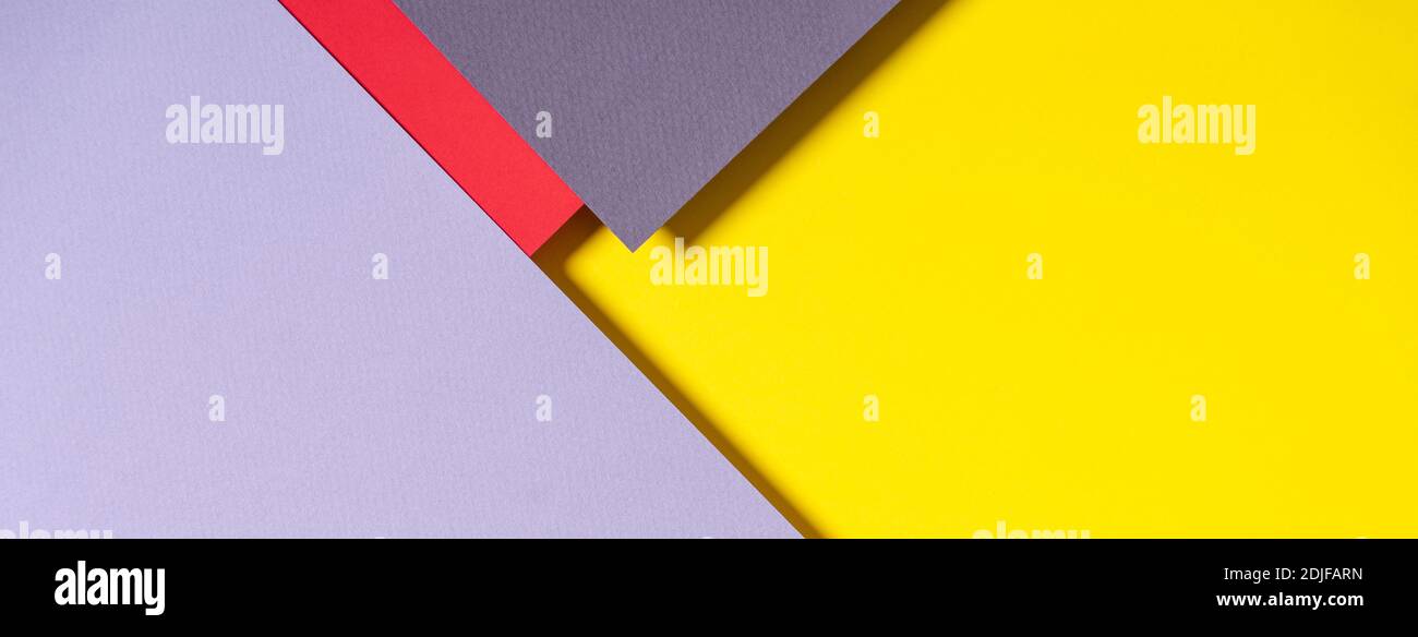 Abstract geometric paper background in yellow, red and gray colors. Top ...