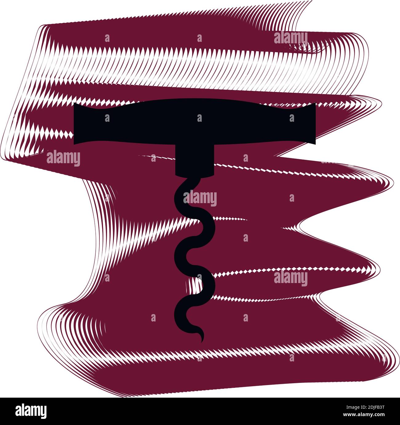Corkscrew icon of a set. Icon on vinous ripples isolated on white backgrond. Vector EPS 10. Stock Vector