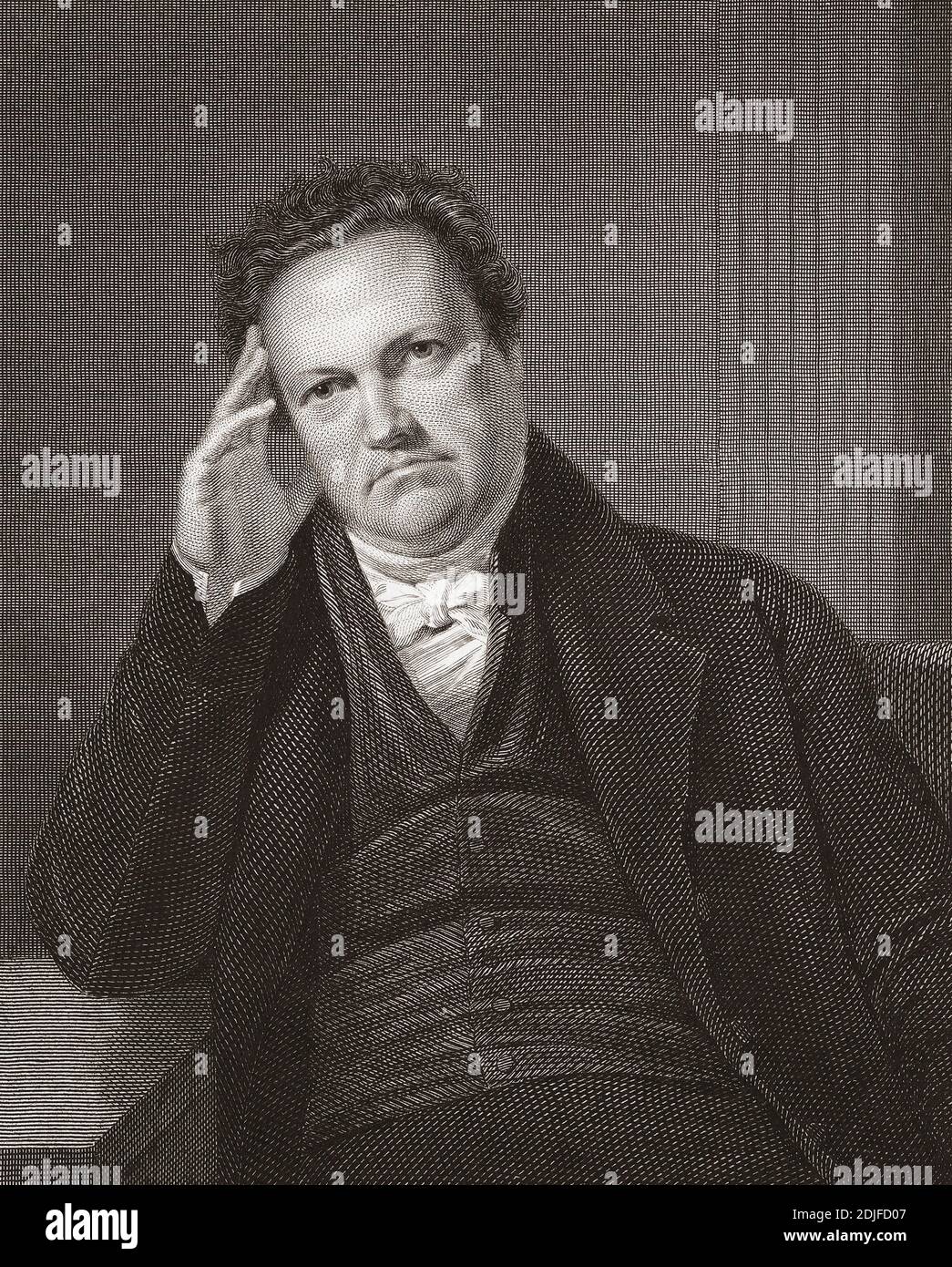 DeWitt Clinton, 1769 – 1828.  American politician and naturalist.  He served on the United States senate, as Mayor of New York and as sixth Governor of New York.  After an engraving by Asher Brown Durand from a work by Charles Cromwell Ingham. Stock Photo