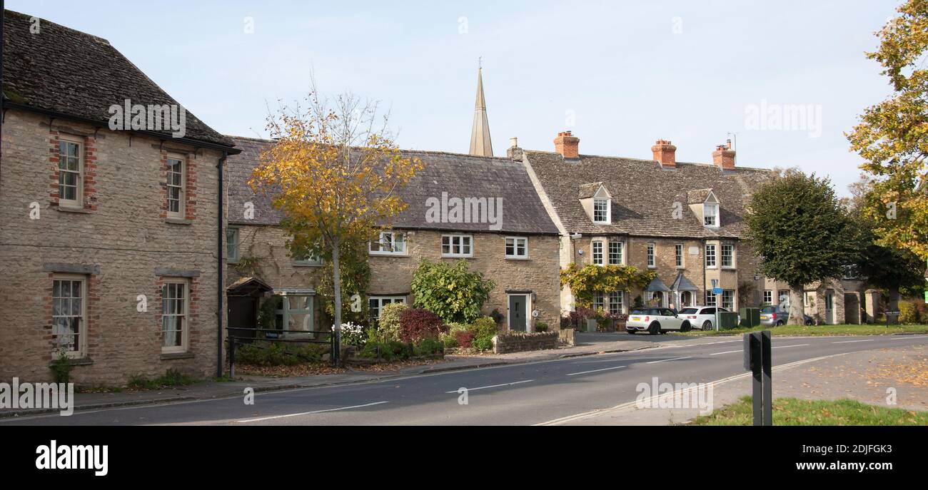 Views of rows of houses in Bampton, Oxfordshire in the UK, taken 19th