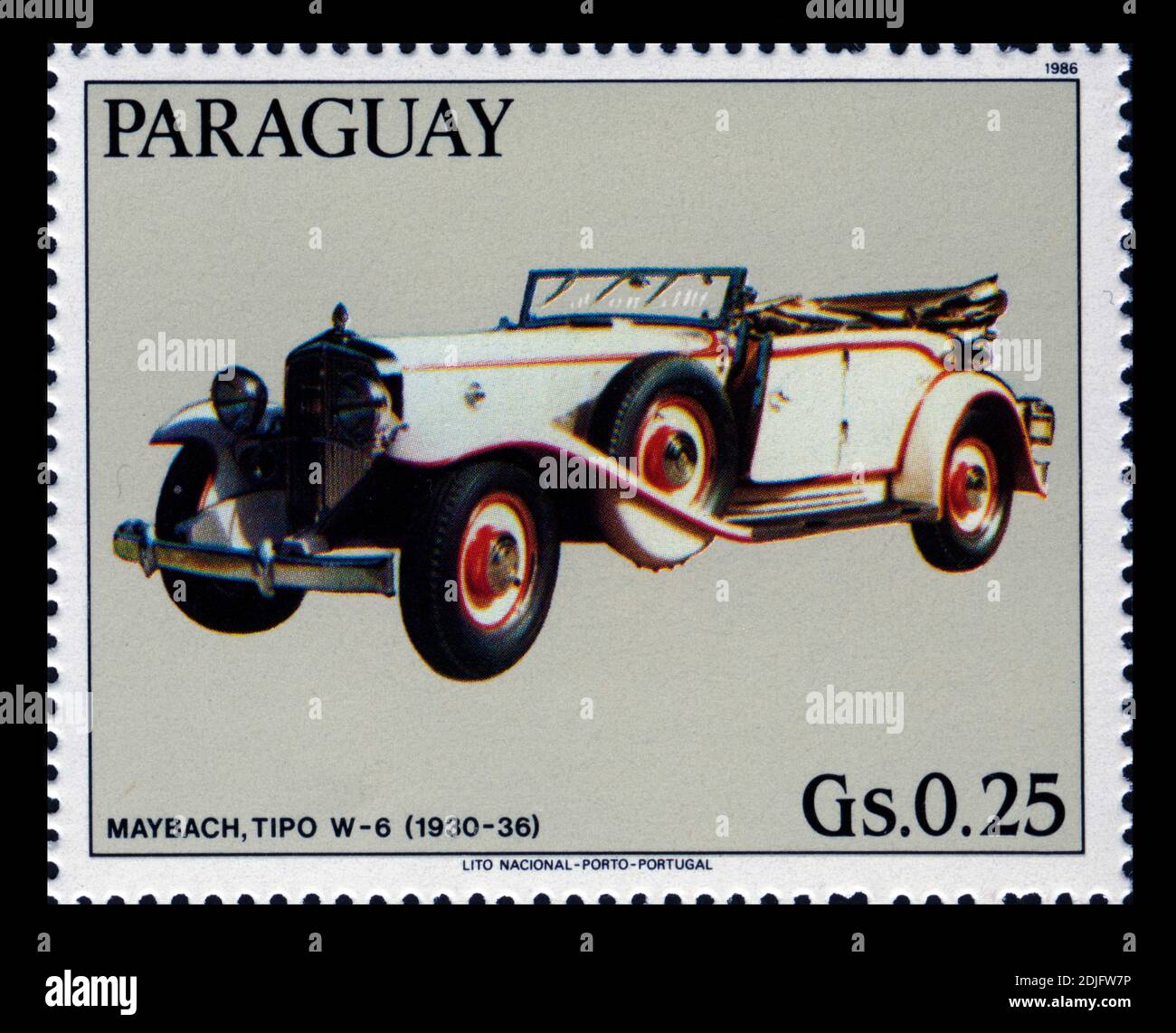 Stamp print in Paraguay, retro cars,Maybach,1930-1936 Stock Photo