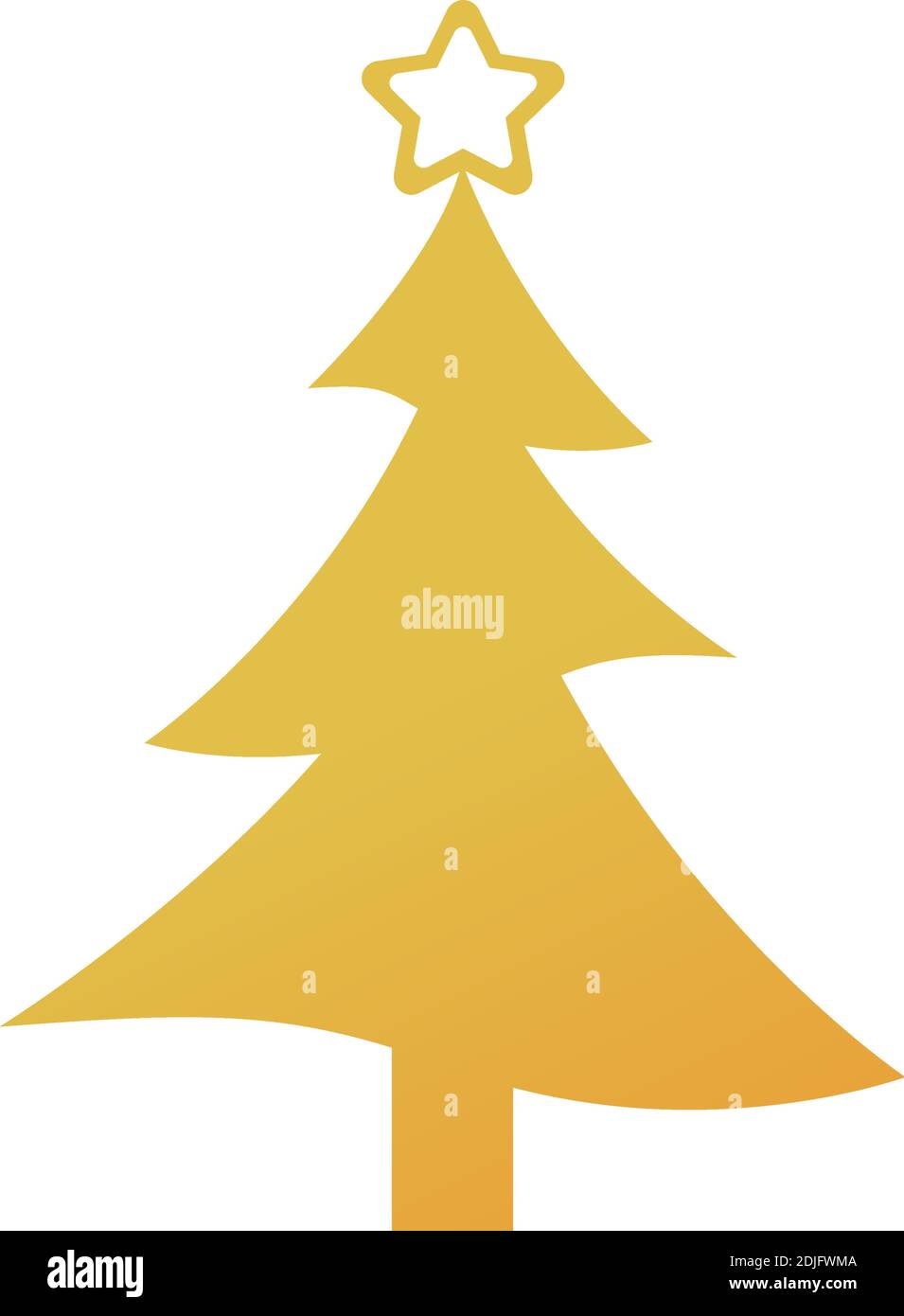 happy merry christmas golden pine tree with star icon vector ...