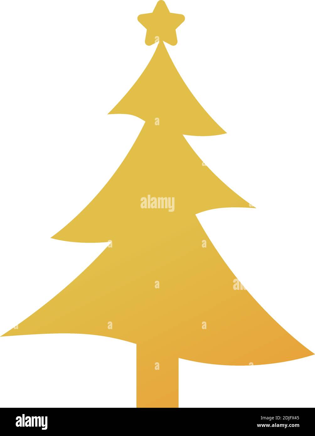 happy merry christmas golden pine tree with star decorative icon vector ...