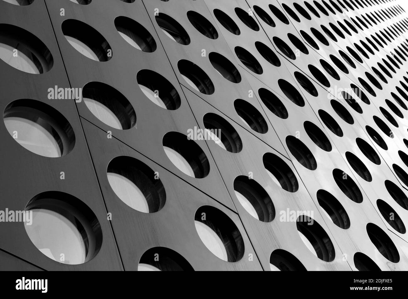 Black and white doted architecture abstract with perspective Stock Photo