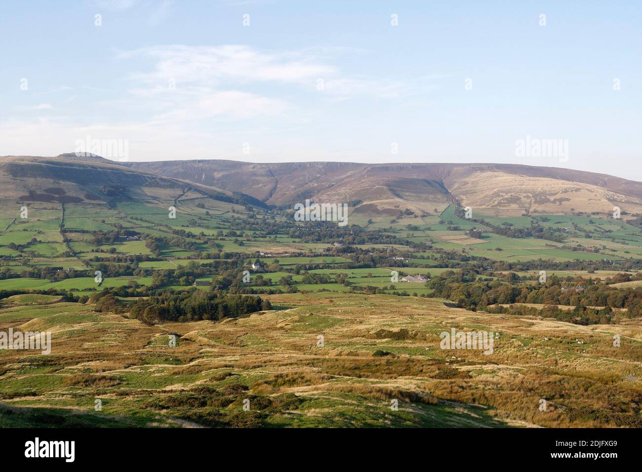 Views of Edale from Rushup Edge Derbyshire Peak District England UK, Moorland landscape English national park countryside Stock Photo