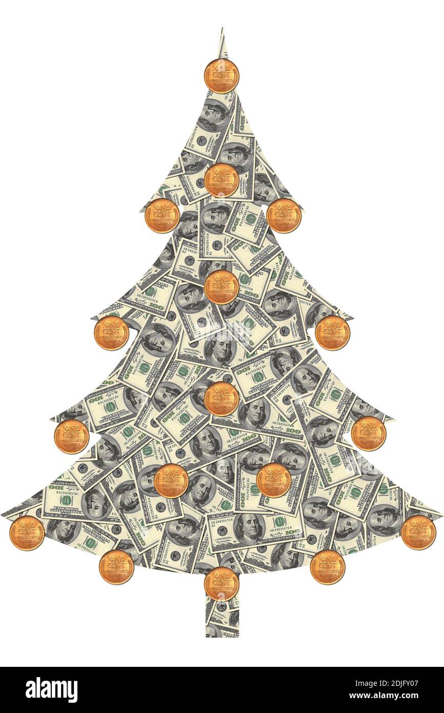 christmas tree made of dollar bills Stock Photo Alamy