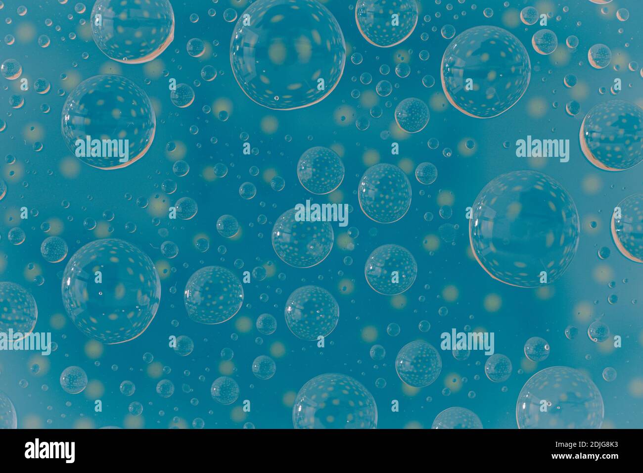 abstract selective focus colorful background with water drops. water bubbles multiple reflections. Stock Photo