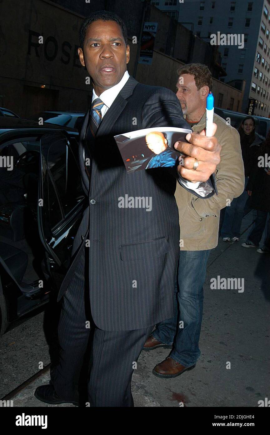 Denzel Washington, David Spade and Teddy Geiger at the Late Show with David Letterman at the Ed Sullivan Theatre - New York, NY. 3/20/03 Stock Photo