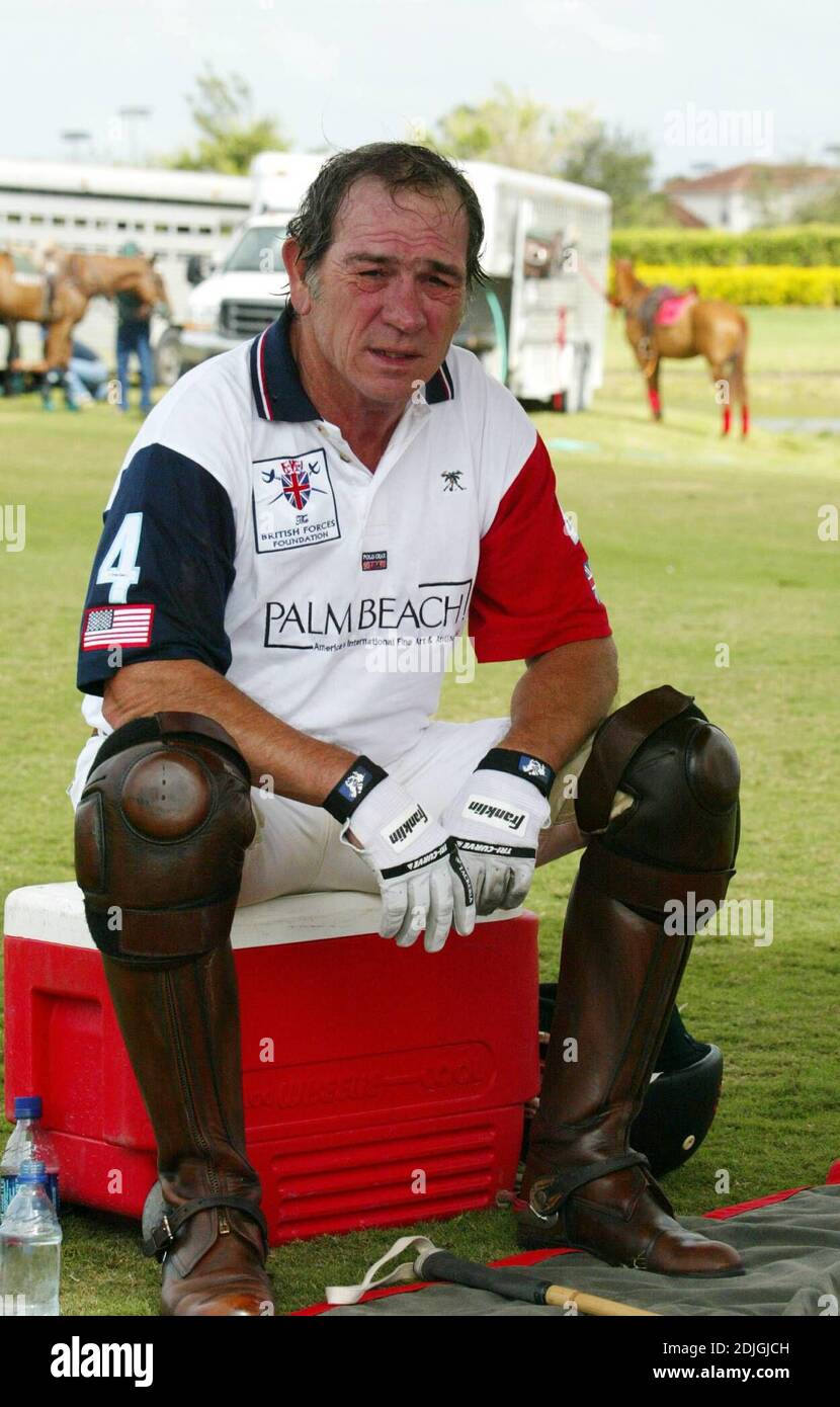 Tommy Lee Jones attends the Palm Beach polo tournament with wife Dawn, Palm Beach, FL 1/28/06 Stock Photo