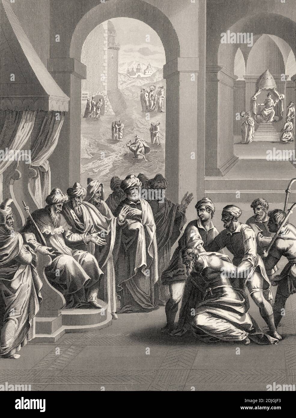 The Parable of the Unforgiving Servant, steel engraving 1853, digitally restored Stock Photo