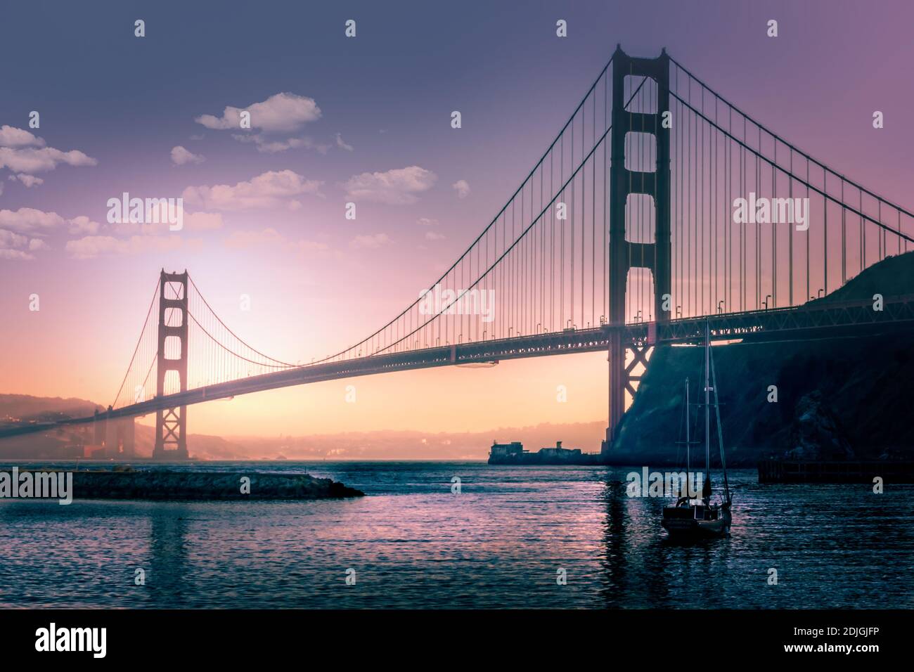 Connected marin County Golden Gate Bridge At Sunset, Seen From Cavallo