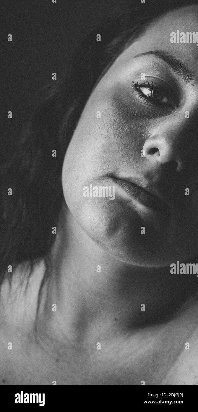 Close-up Portrait Of Sad Young Woman Stock Photo - Alamy