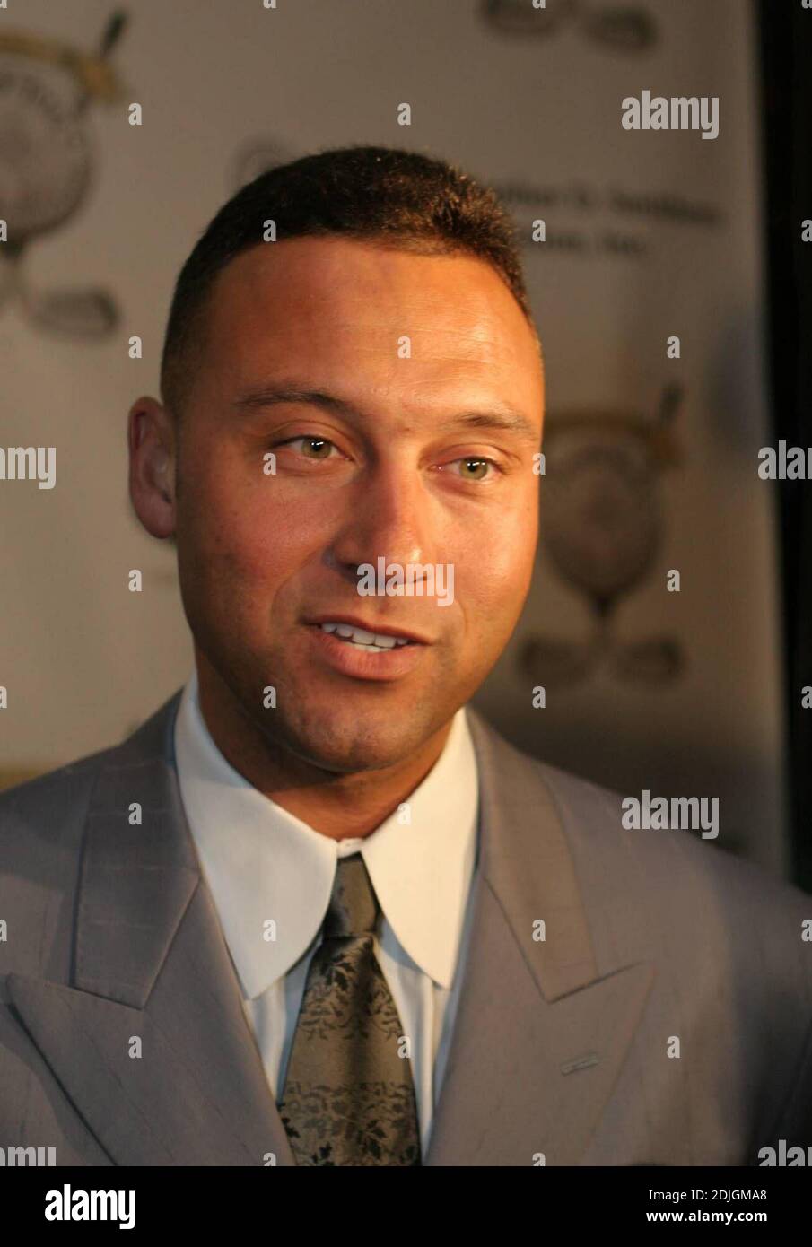 Derek Jeter speaks to the media on Friday night at Rattlefish Grill in Tampa saying he wants to raise a million dollars with his Turn Two Production Celebrity Golf Tournament in Tampa this past weekend. 1/16/06 Stock Photo