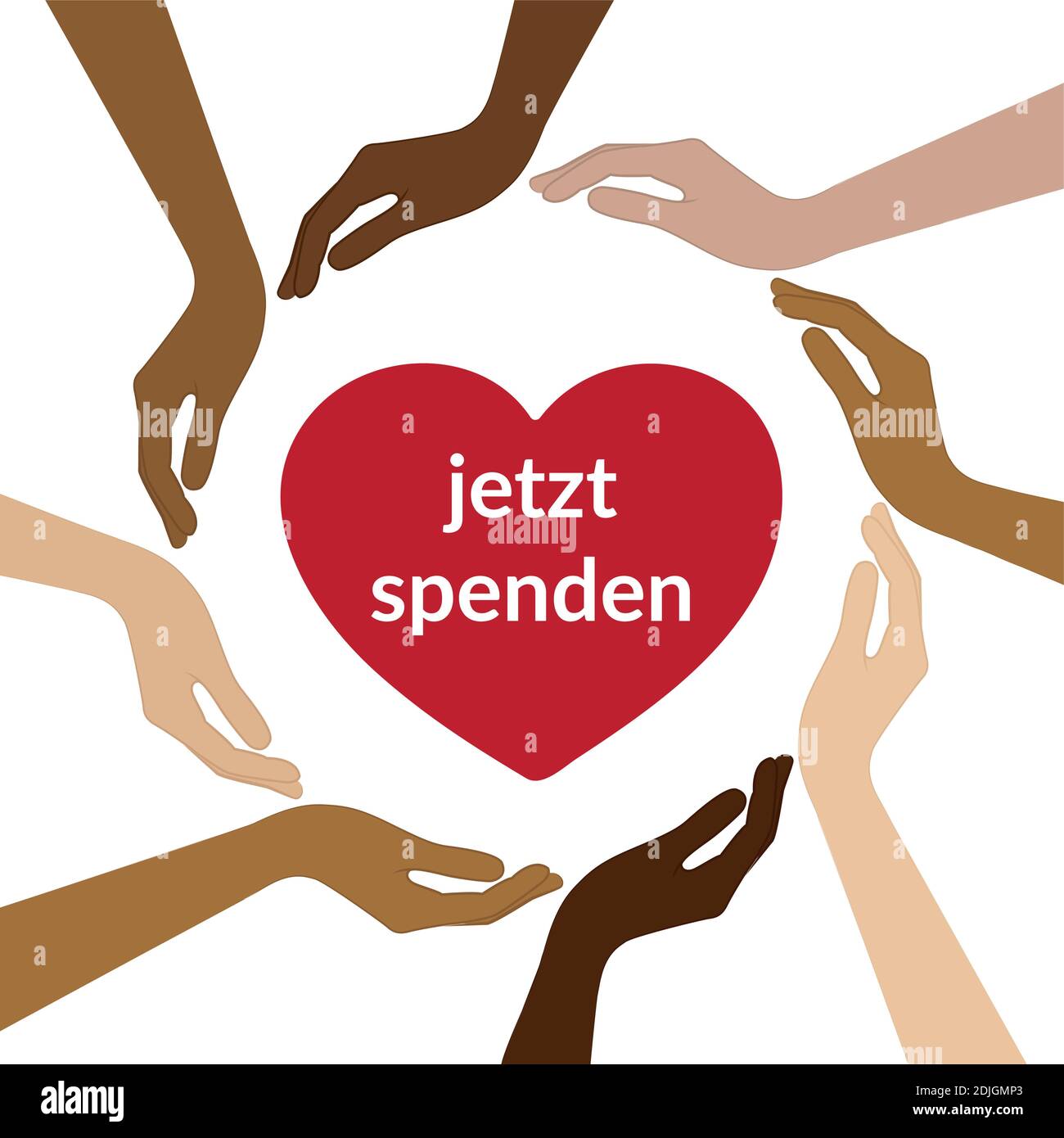 donate helpfulness concept with human hands in different skin colors ...