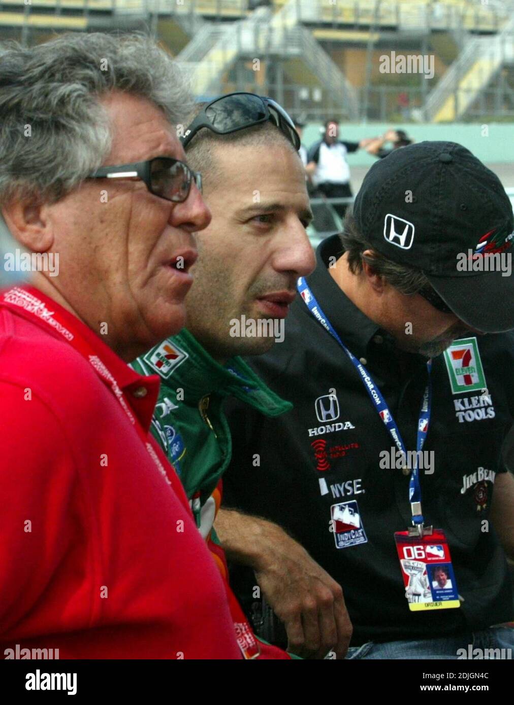 Mario Andretti and Tony Kanaan at Toyota Indy 300 weekend at Homestead Miami Speedway. Indy Pro Series Qualifying. 03/24/06 Stock Photo