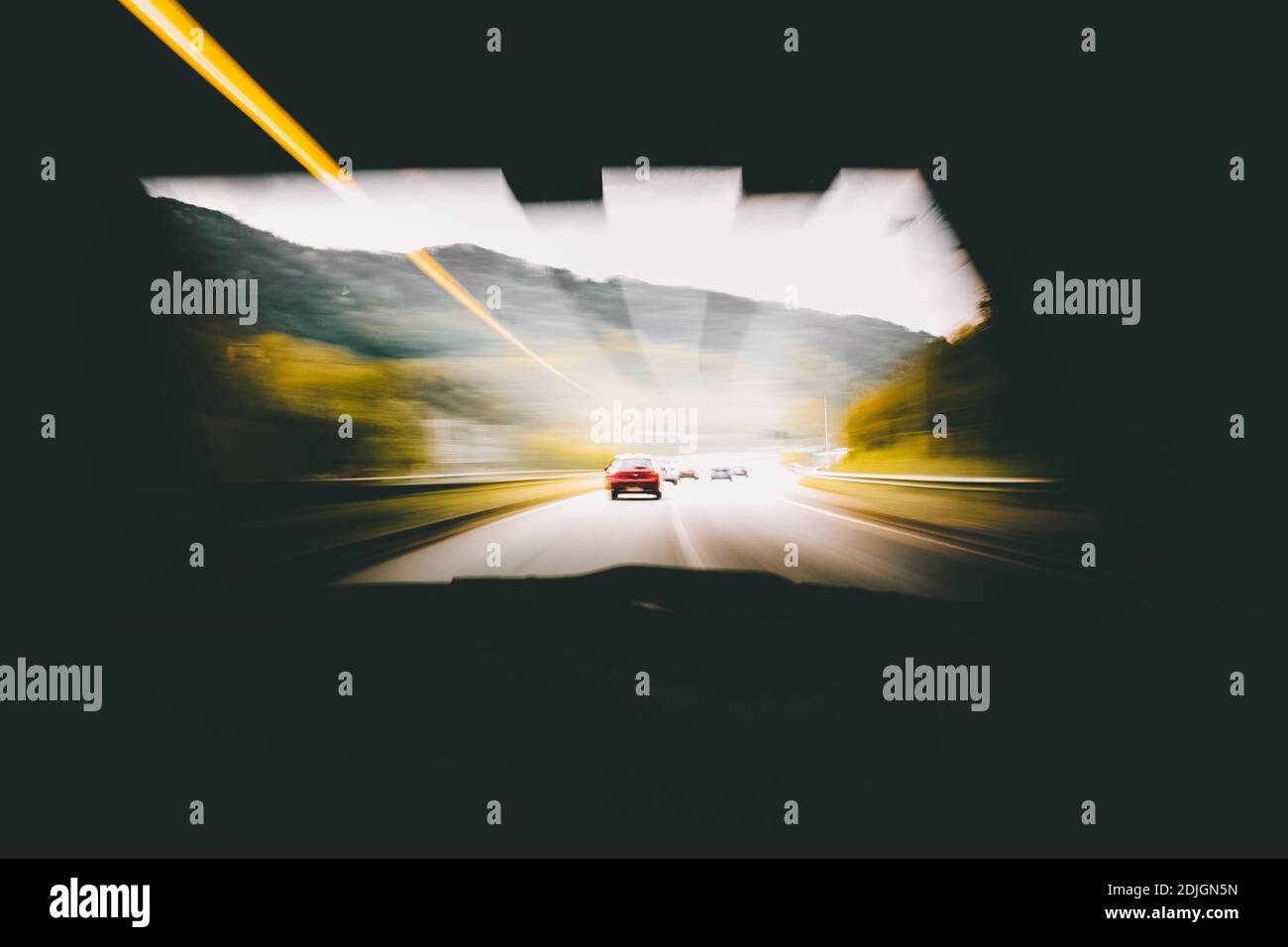 Car Moving On Road In Tunnel Stock Photo Alamy