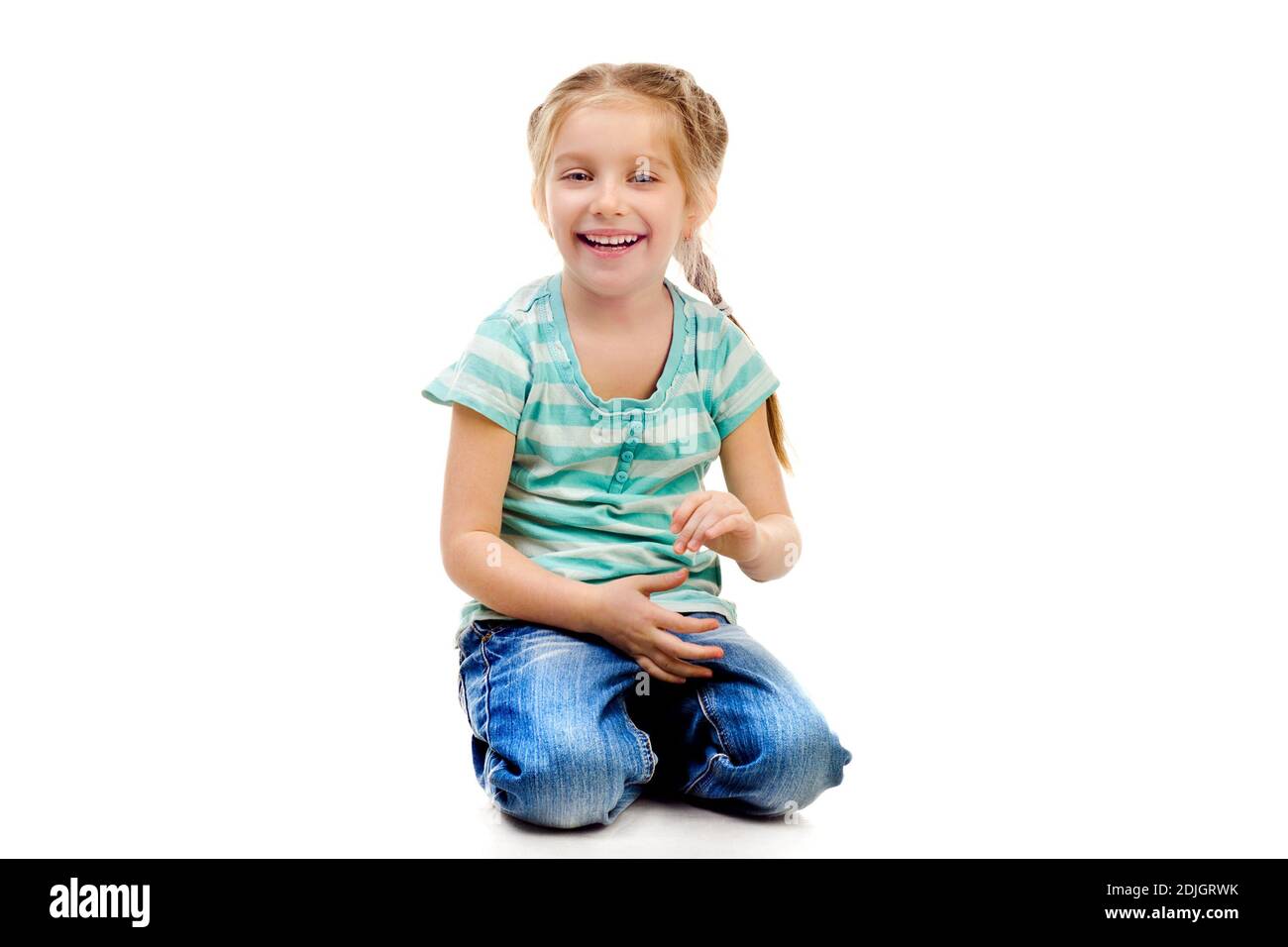 little girl isolated on a white background Stock Photo - Alamy