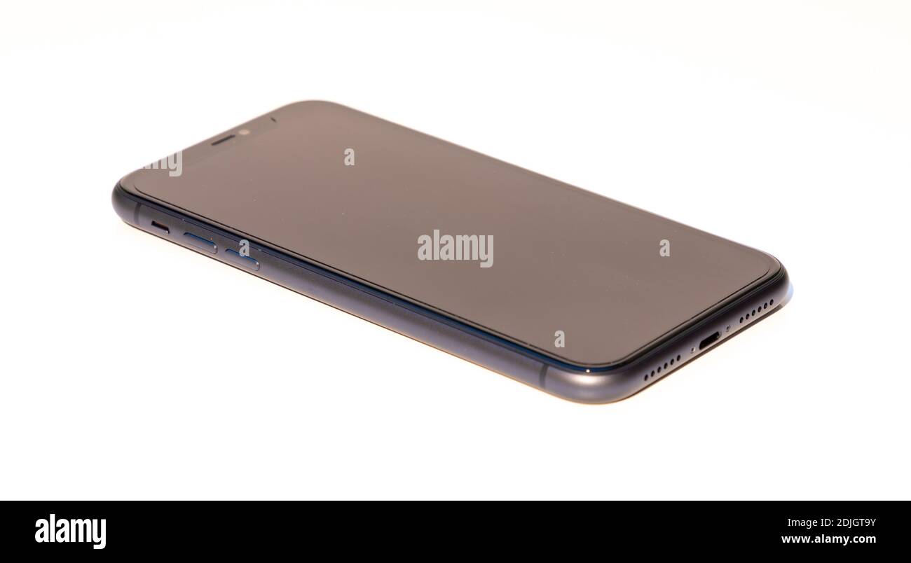 A picture of the Apple iPhone 11 with the screen off. Stock Photo