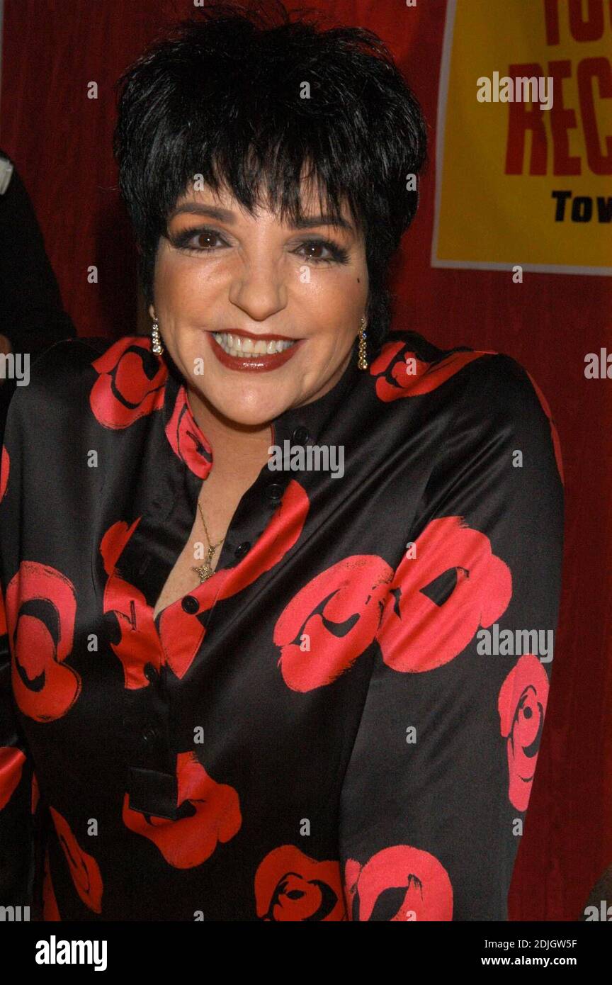 Liza Minnelli signs the first 300 DVD's of the recently released 'Liza with a Z' at Tower Records, Lincoln Center.  She also received a lifetime support award from the Cerebral Palsy Association of Middlesex County in anticipation of her April 26 benefit concert at New Jersey's State Theater.  NY, NY. 4/4/06 Stock Photo