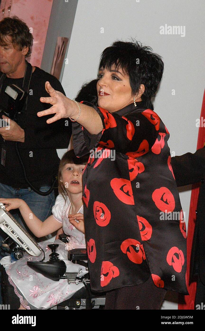 Liza Minnelli signs the first 300 DVD's of the recently released 'Liza with a Z' at Tower Records, Lincoln Center.  She also received a lifetime support award from the Cerebral Palsy Association of Middlesex County in anticipation of her April 26 benefit concert at New Jersey's State Theater.  NY, NY. 4/4/06 Stock Photo