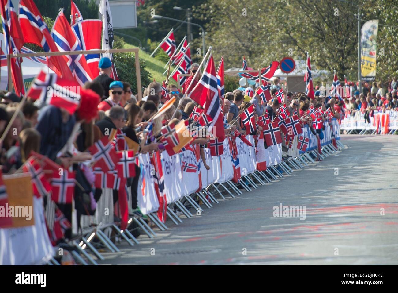 Cycling fans cheer on riders in the UCI Road Cycling World Championships in  Bergen, Norway Stock Photo - Alamy