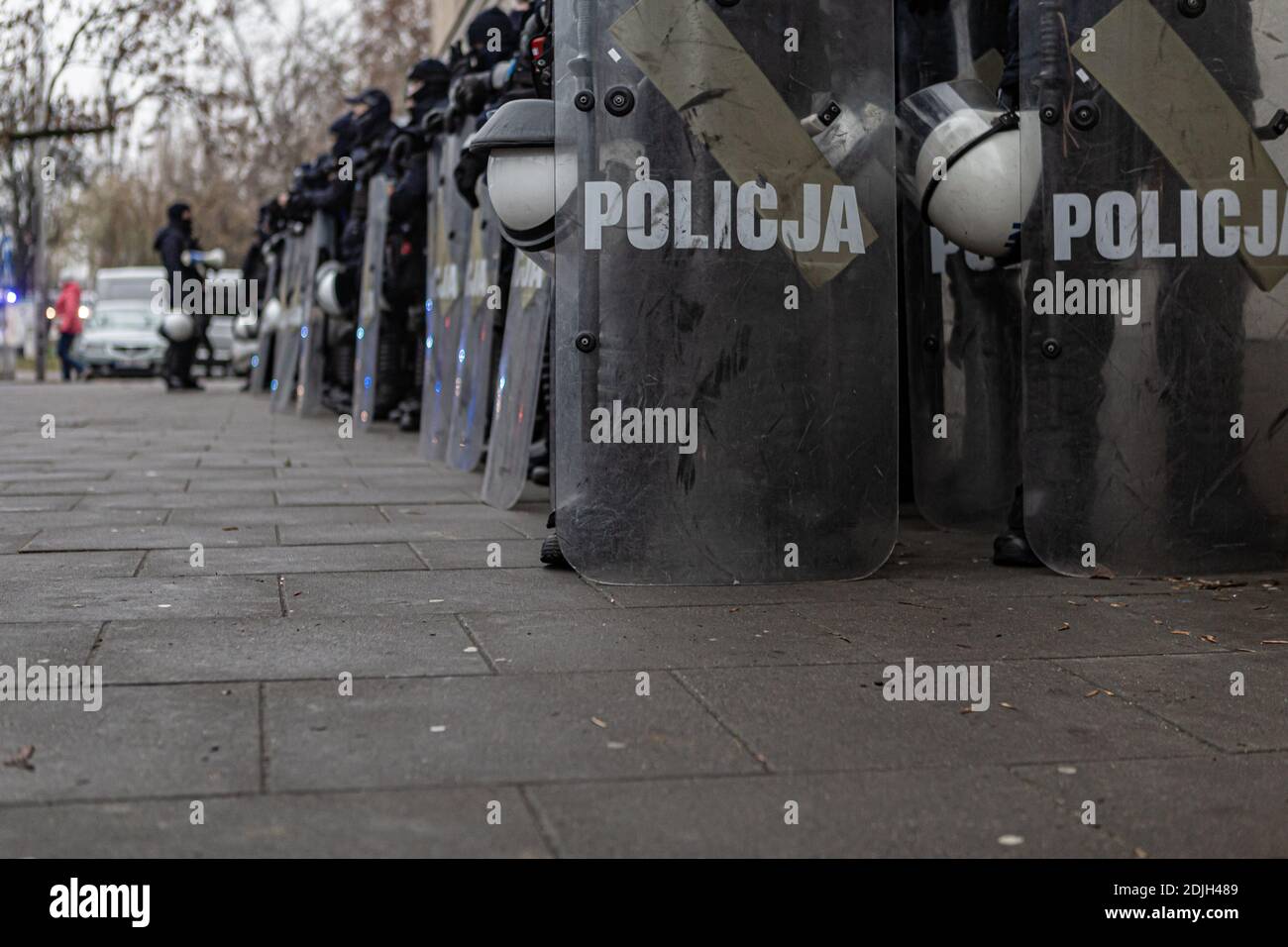 13 december 2020 - Warsaw, Poland - anti-government protests in the streets of the capital of Poland Stock Photo