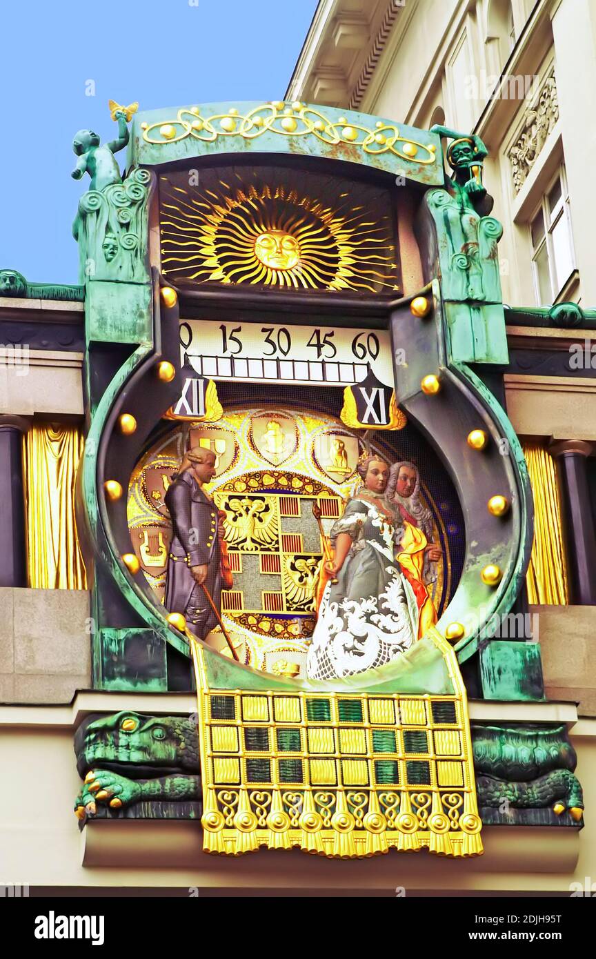 Ankeruhr (Anker clock), famous astronomical clock in Vienna (Austria