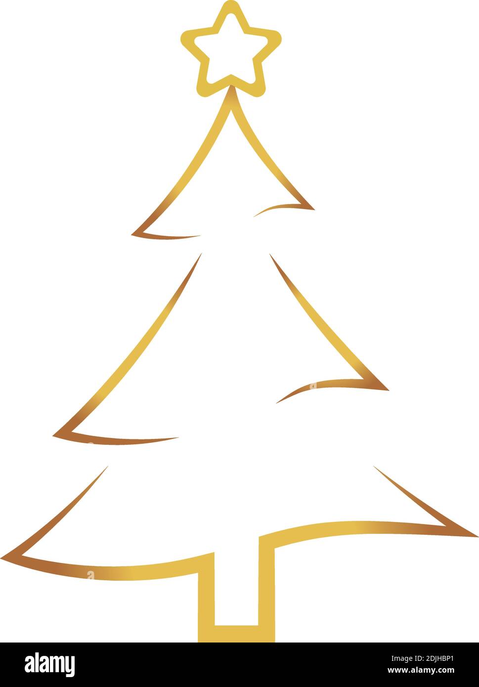 happy merry christmas pine tree with star golden icon vector ...